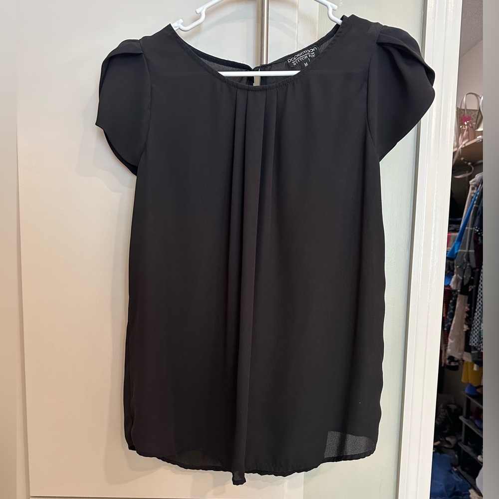 Papermoon Black Cap Sleeve Relaxed Blouse
